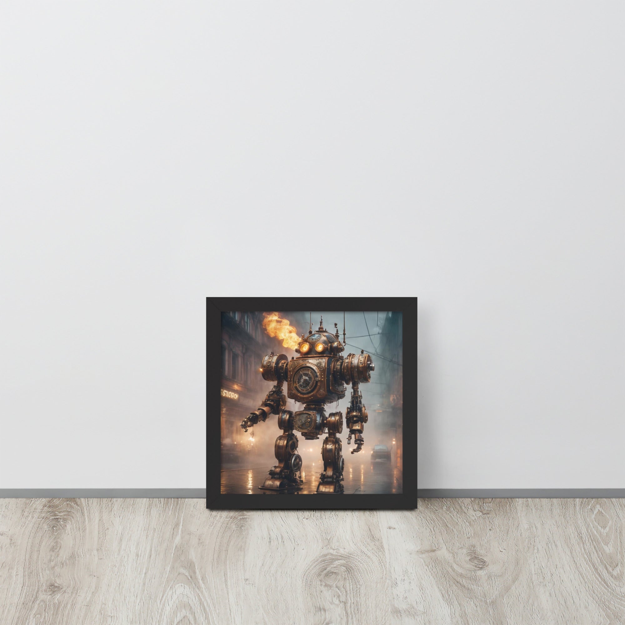 Steampunk Flame Robot Framed poster