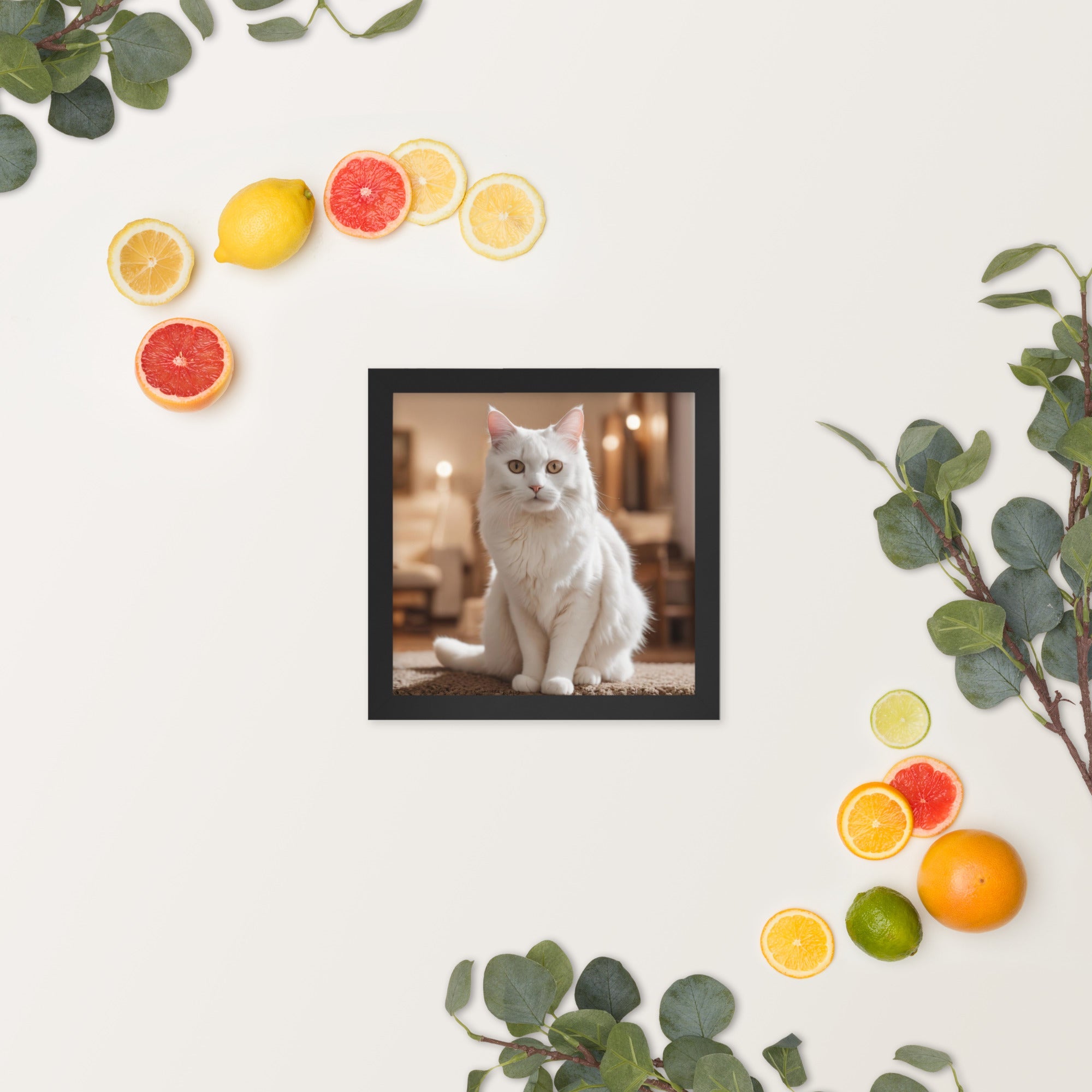 White Cat Framed Print