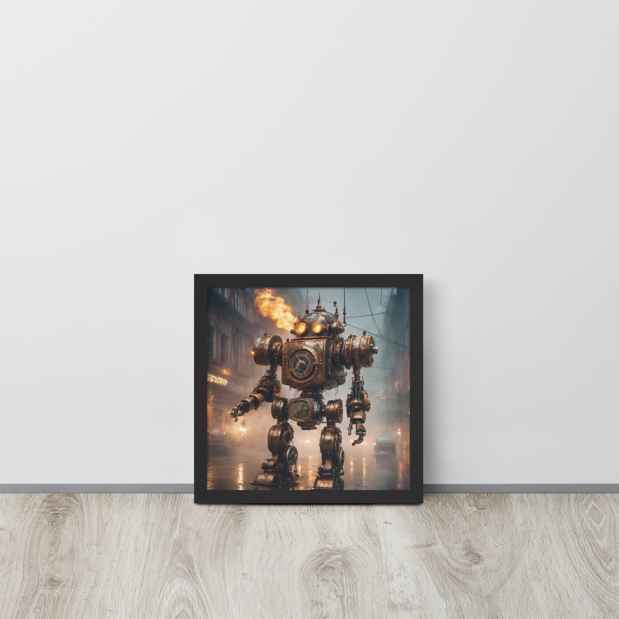 Steampunk Flame Robot Framed poster