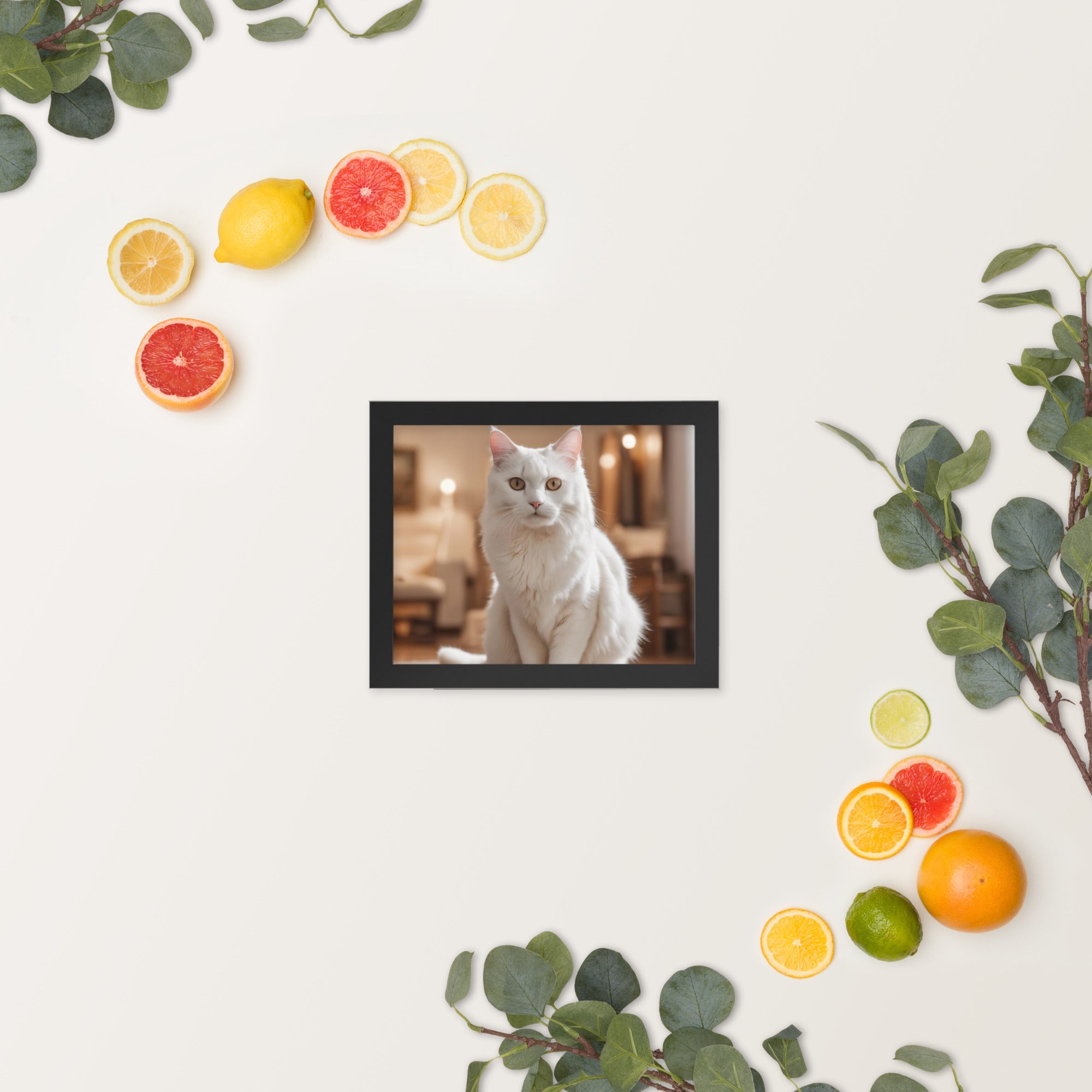 White Cat Framed Print