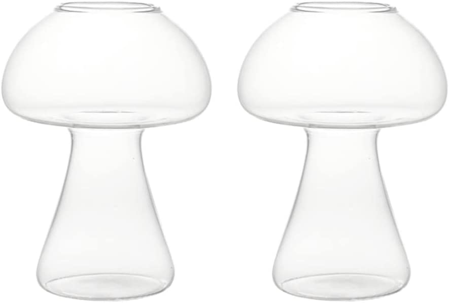 2Pcs Mushroom Shape Cocktail Glass