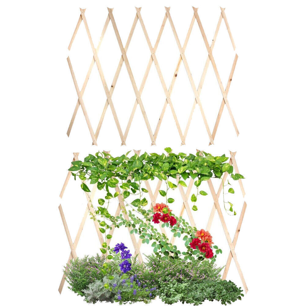 3 x Expanding Wooden Garden Trellis Wall Fence Panel Plant Support Trellises 3 x 45cm x 180cm