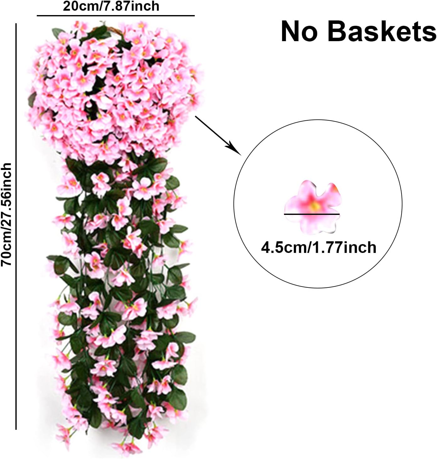 Artificial Wisteria Basket Vine Pink Artificial Hanging Flowers Fake /Artificial Flowers for Garden Wall Fence Wedding Balcony Outdoor Inside Home Door Decoration