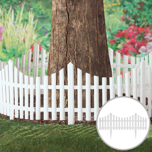 Smart White Wooden Effect Lawn Edge Border Edging Picket Fencing Garden Set of 4