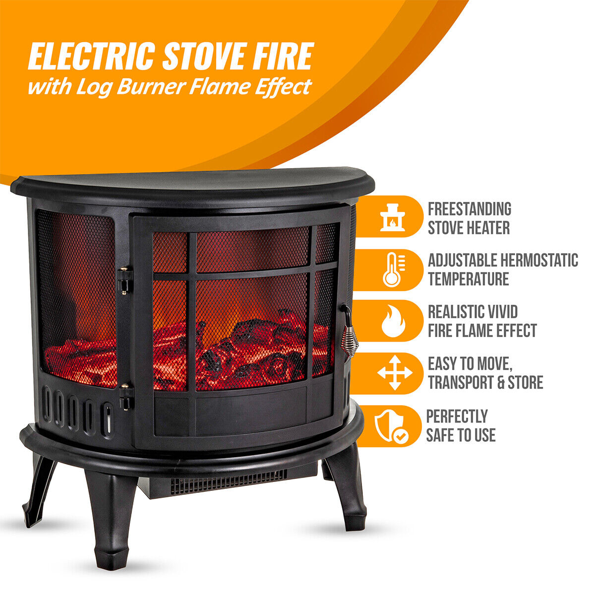 Electric Fireplace Fire Wood Flame Heater Stove Living Room Log Burner Fan Heat