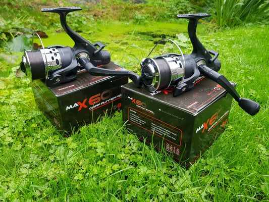 2 X NGT ANGLING PURSUITS MAX 60 CARP FISHING REELS LOADED 10LB LINE TACKLE