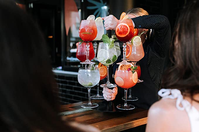 Cocktail Gin Glass Tree Display for Serving Cocktails or Champagne Holds up to 12 Glasses