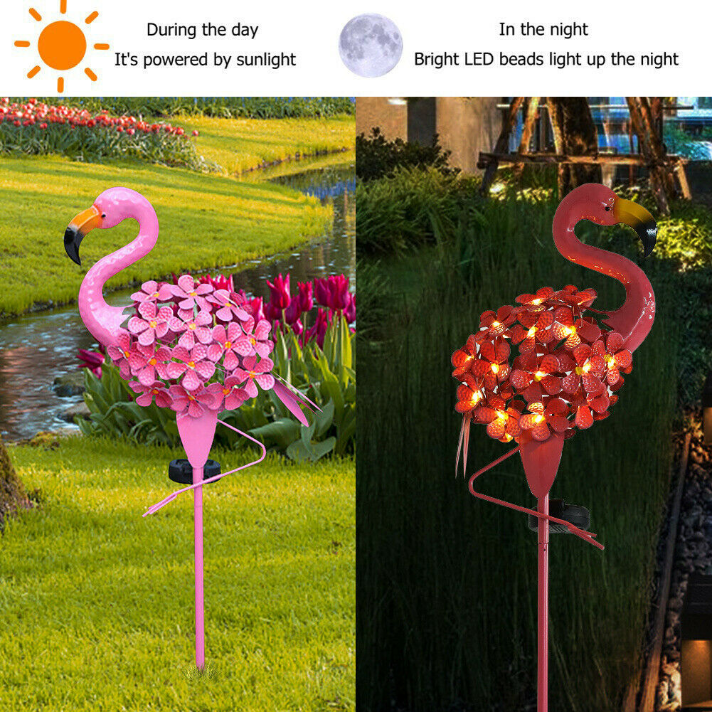 Solar Power Flamingo Light Garden LED Statue Lawn Lamp Ornament Landscape Decor