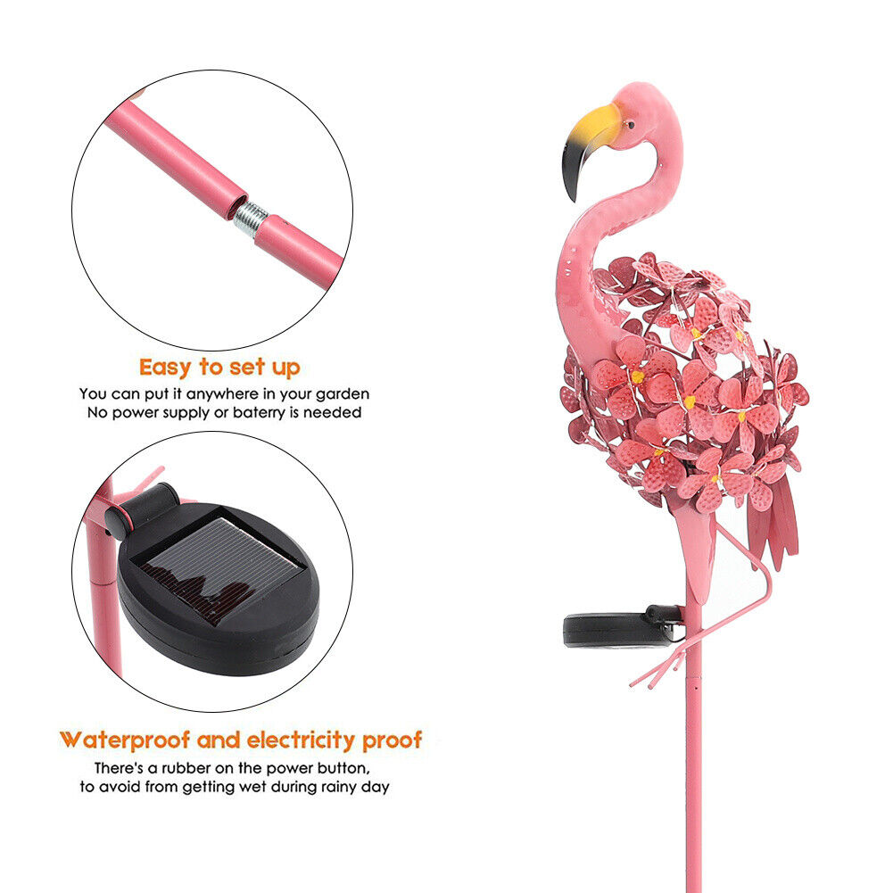 Solar Power Flamingo Light Garden LED Statue Lawn Lamp Ornament Landscape Decor