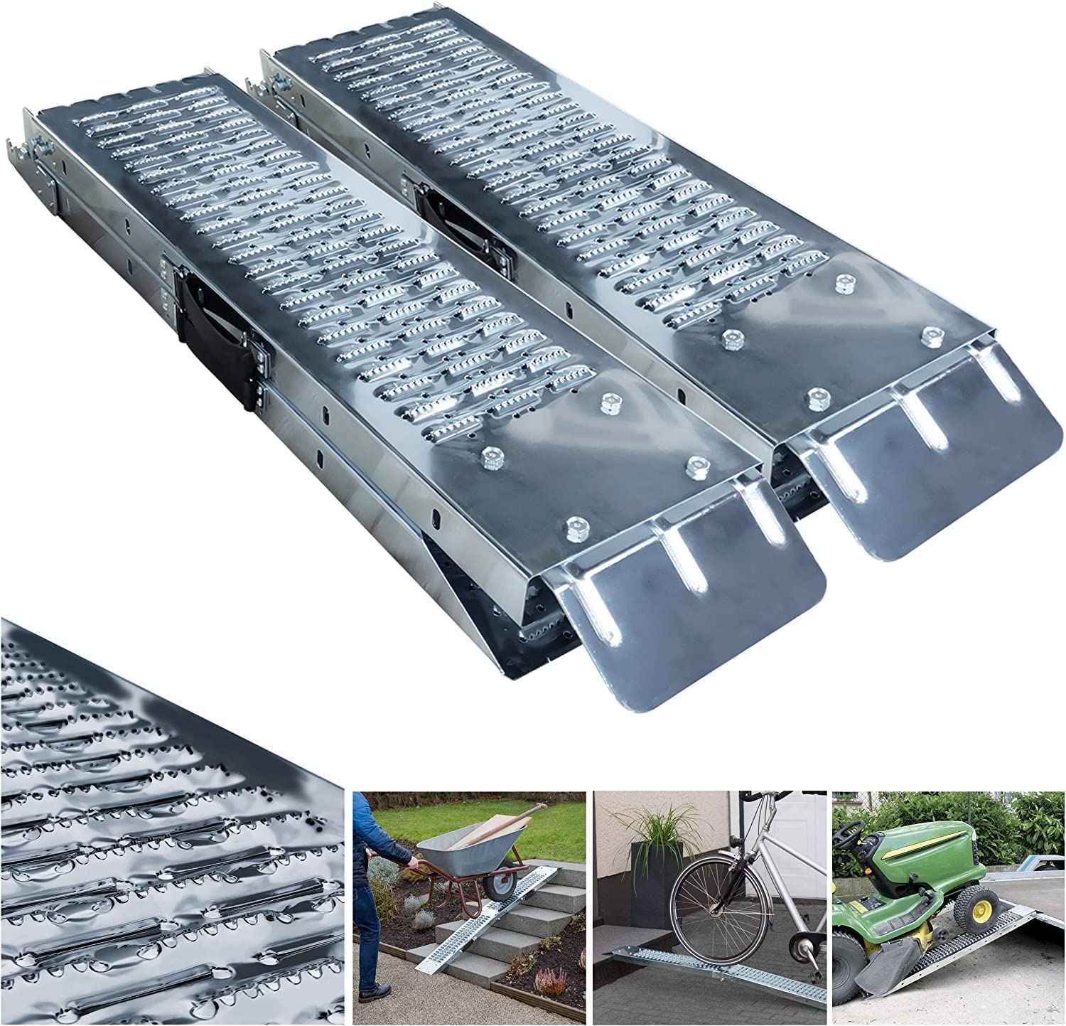 Folding ramp | Loading ramps 400 kg max | Folding ramp for Moto and access ramp | Resistant and convenient | Size 160 x 22.5x 4.5cm