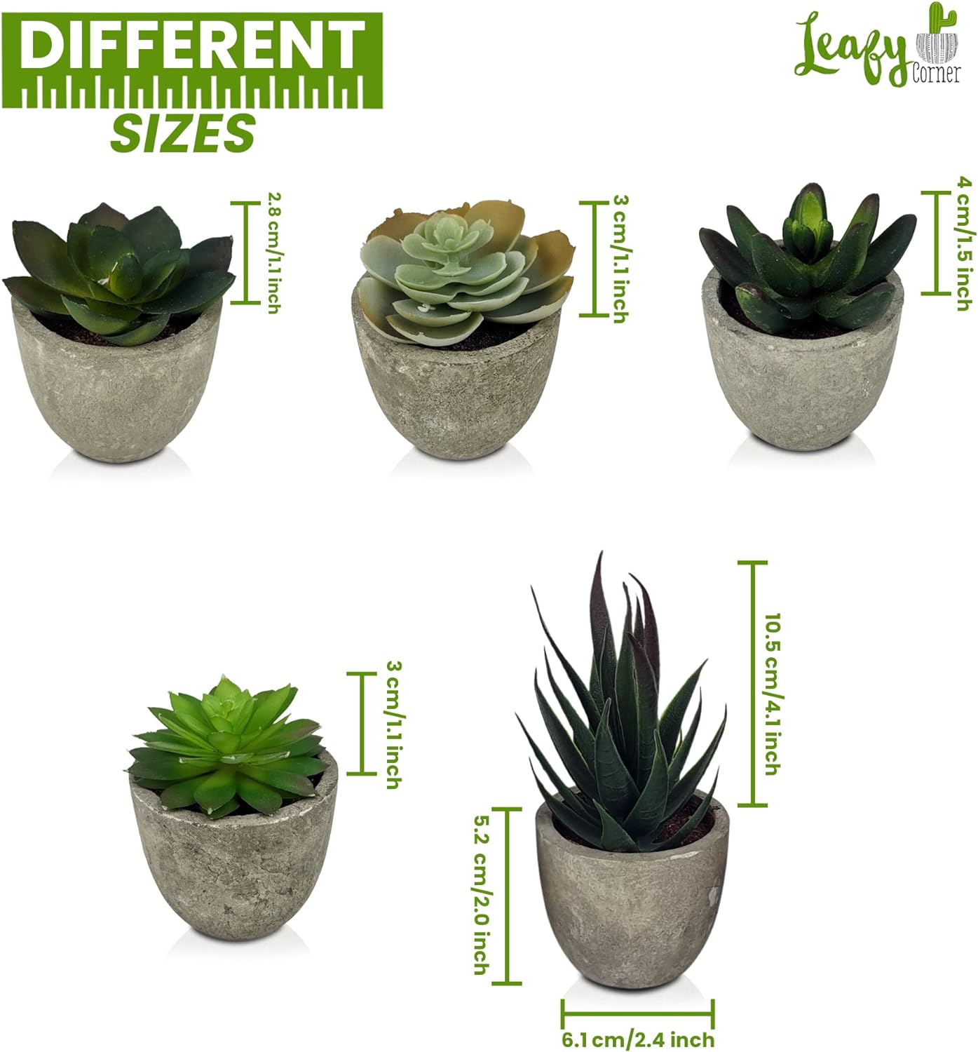 Artificial Succulents Plants-5 pcs Fake Plant Succulent Pots-Realistic Textured Succulent Fake Plants -Office and Home Decor Small Artificial Plants in Pots