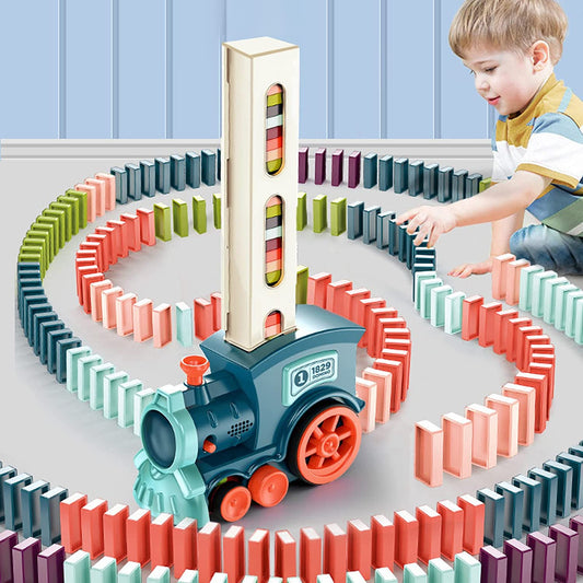 Domino Train Toy Set, Automatic Domino Building and Stacking Toy for Children