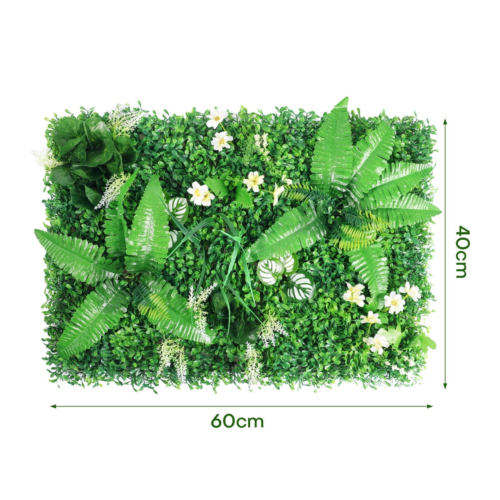 Artificial Plant Wall Mat Fence Greenery Panel Decor Foliage Hedge Grass 60x40cm Pack of 2