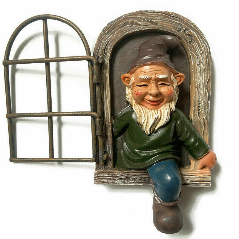 Elf Out The Door Garden Cute Ornaments Dwarfs Resin Outdoor Sculpture Decor Gift