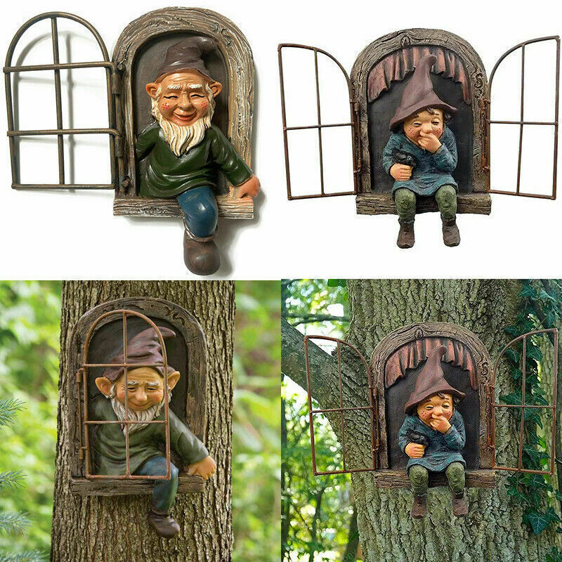 Elf Out The Door Garden Cute Ornaments Dwarfs Resin Outdoor Sculpture Decor Gift