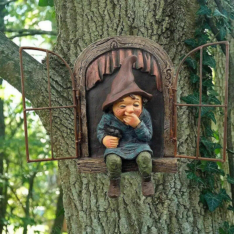 Elf Out The Door Garden Cute Ornaments Dwarfs Resin Outdoor Sculpture Decor Gift