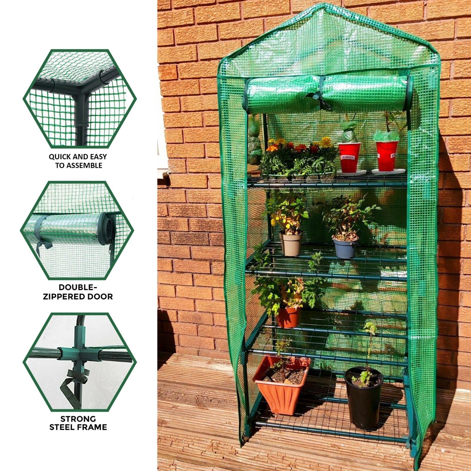 4 Tier Mini Greenhouse Outdoor Garden Plants Grow Green House with PVC Cover