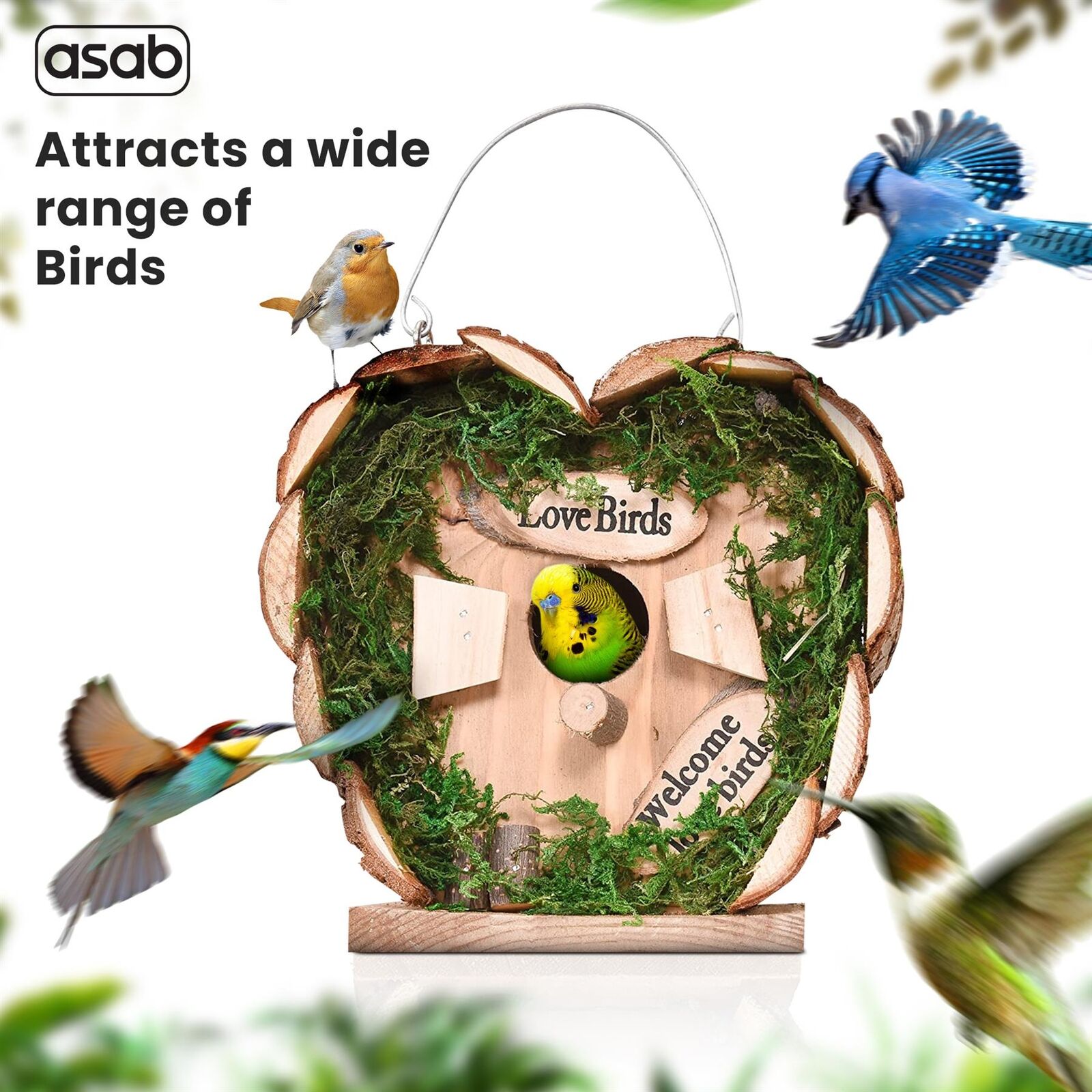 Wooden Bird Nest House Wild Nesting Garden Hanging Wood Bird Nest Box