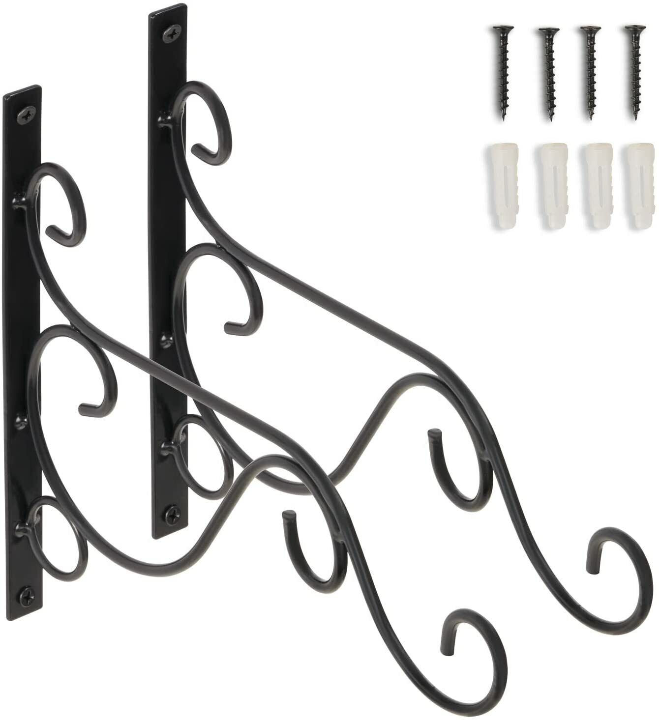 2pk Hanging Vintage Basket Brackets for Wooden Garden Fence Panels