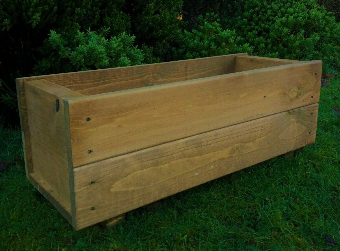 Garden Wooden Planter Rectangular Trough Wood Plant Flower Box READY MADE 60 cm