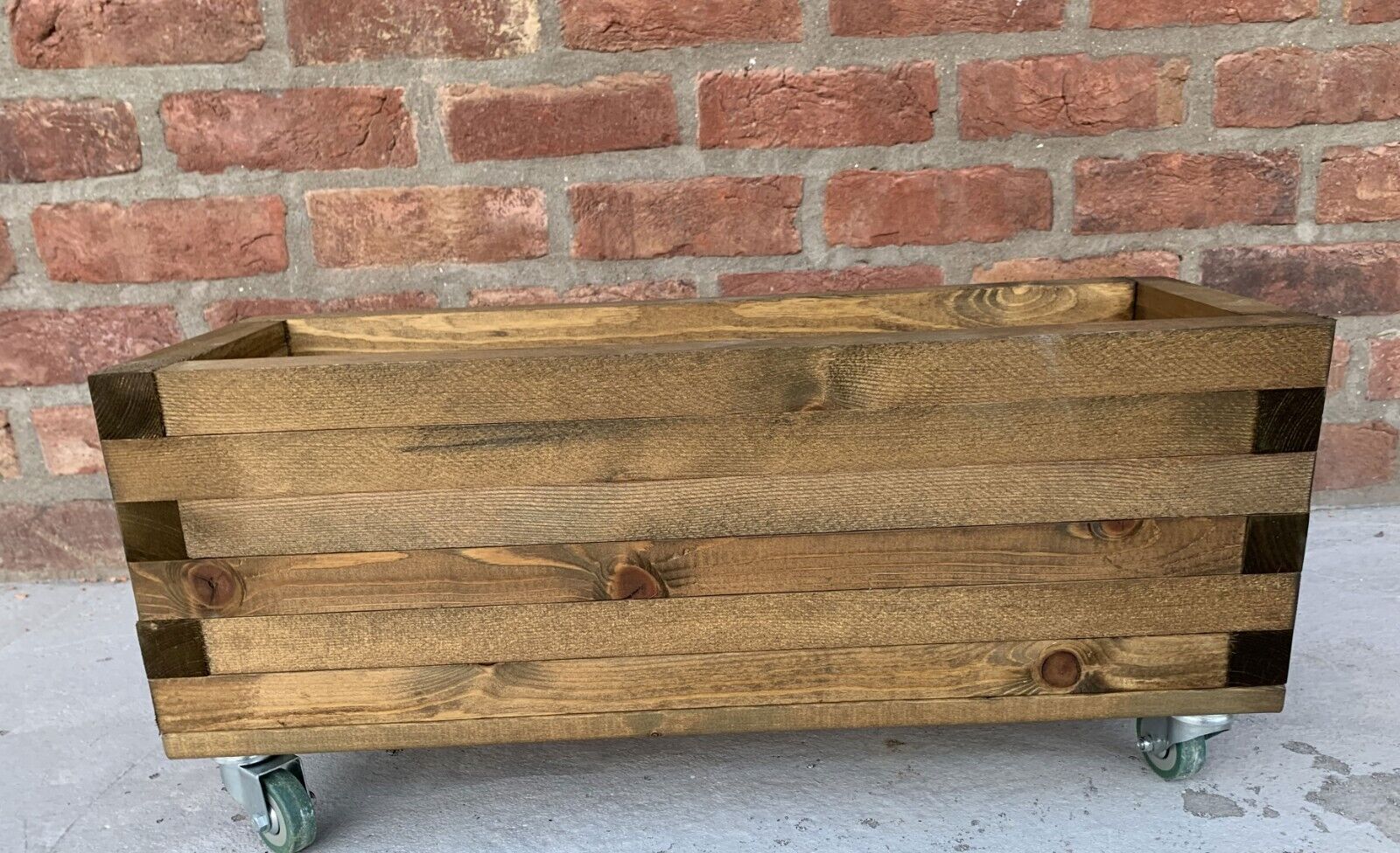 Planter on Wheels Wooden Raised Box Wheeled with Decking Plant Pot on Casters