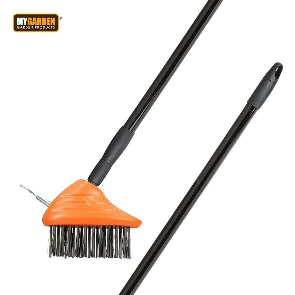 3 in 1 Patio Cleaner Wire Brush Telescopic Block Paving Weed Removal Scraper New