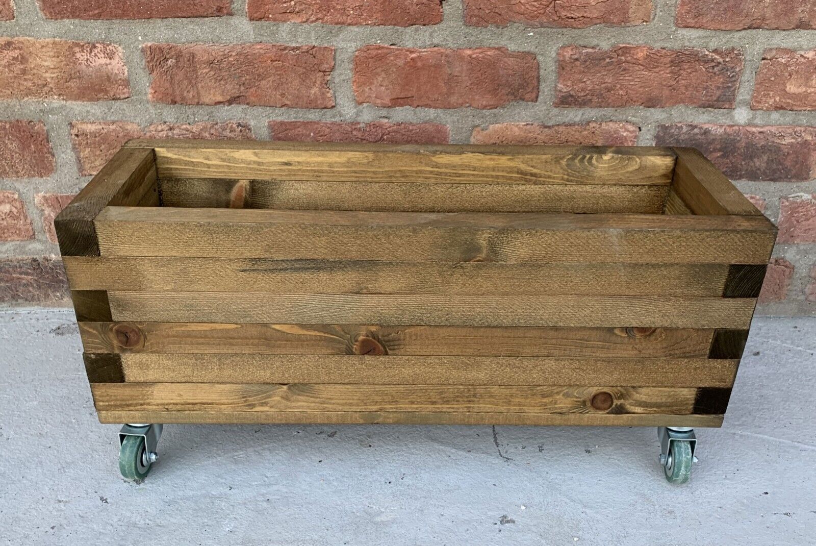 Planter on Wheels Wooden Raised Box Wheeled with Decking Plant Pot on Casters