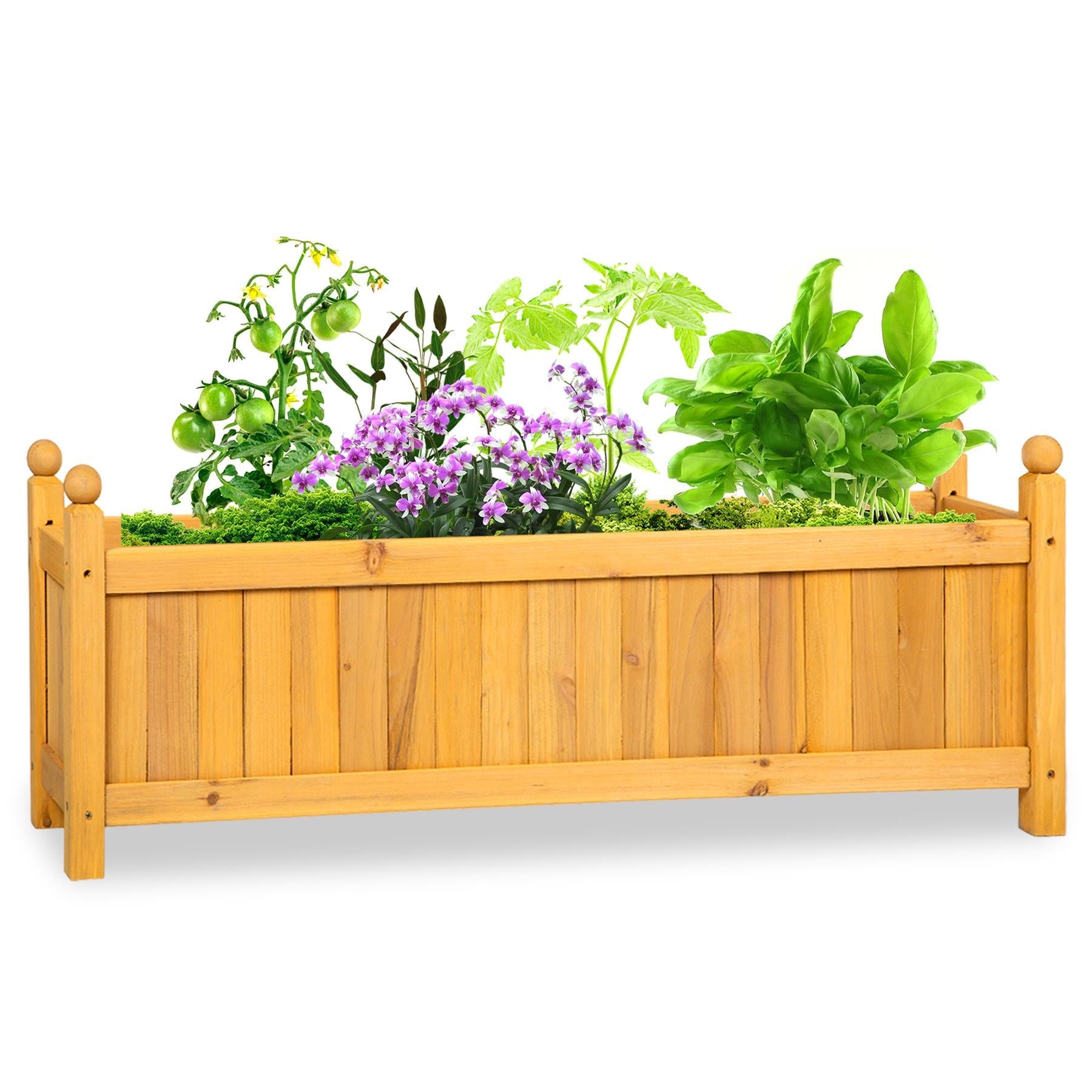 Wooden Outdoor Planter Garden Display Pot Raised Bed Plant Flowers