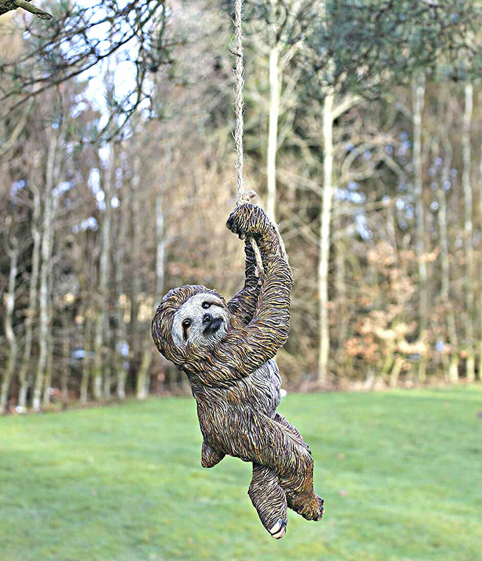 Climbing Sloth Tree Hanging Garden Ornament Outdoor Decor Animal Rope