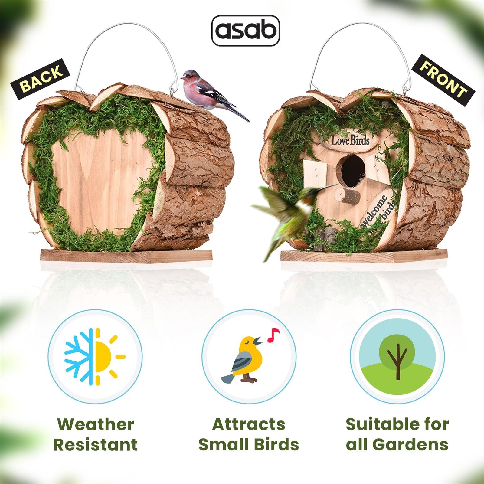 Wooden Bird Nest House Wild Nesting Garden Hanging Wood Bird Nest Box