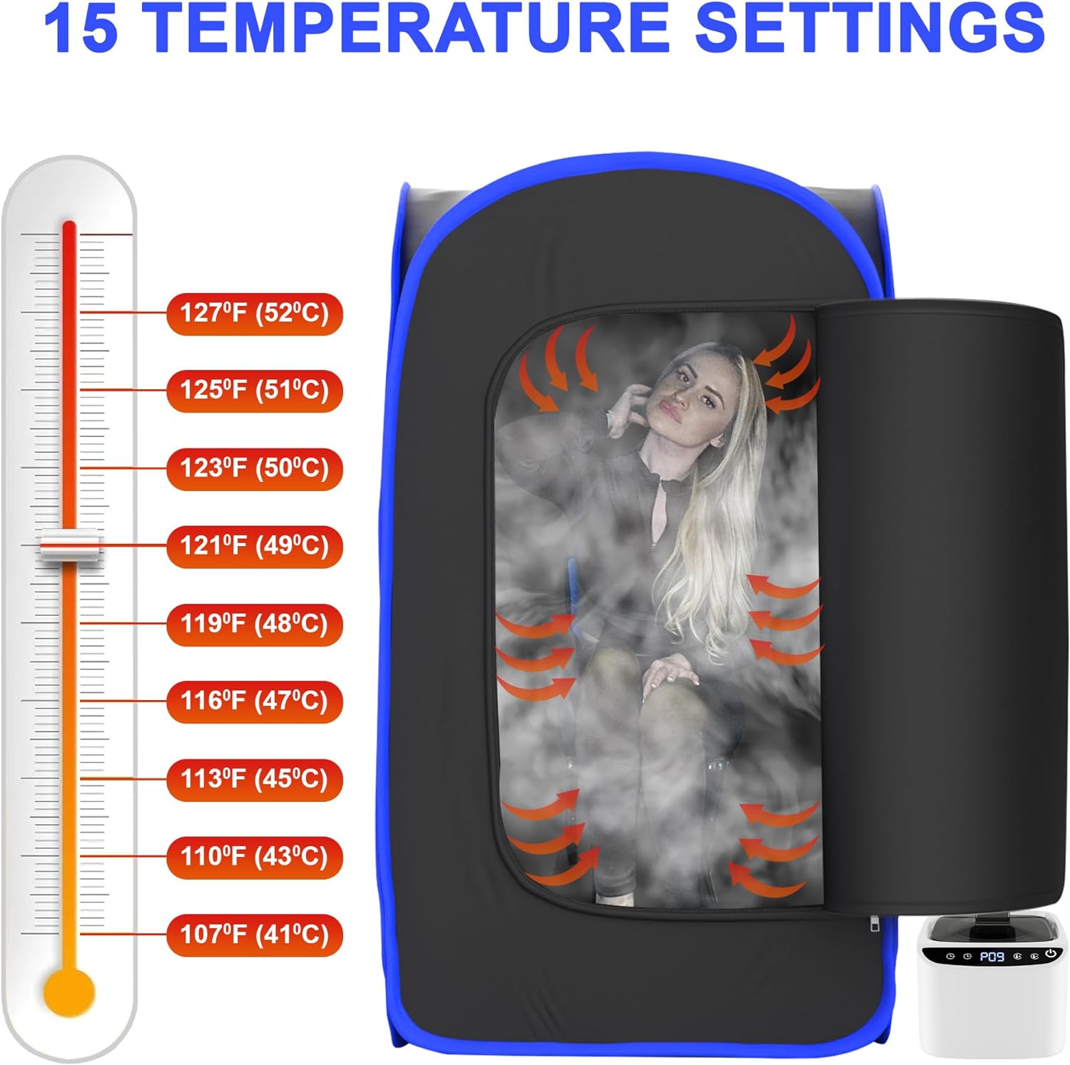 Brand New Portable Saunas Steam Tent | Full Size Home Personal Sauna Steam Detox Room | Infrared Touchscreen 1000W 2.6 Litre Generator | Including Chair & 2X Protective Floor Mats