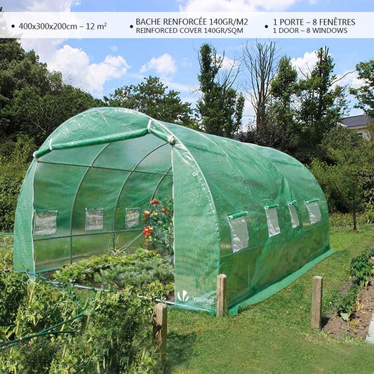 Polytunnel Greenhouse 4x3x2m Poly Tunnels Gardening Walk In Pollytunnel Tent with Steel Frame