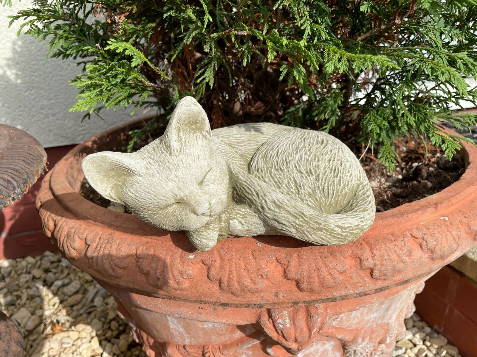 Sleeping Cat Statue | Reconstituted Stone Kitty Animal Concrete Garden Ornament