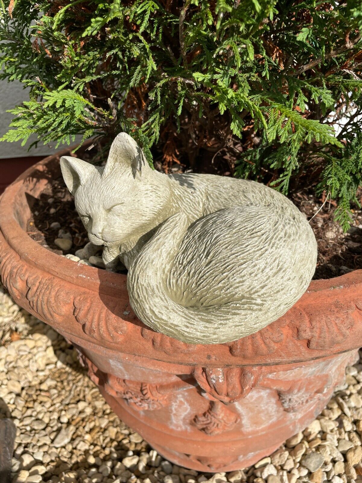 Sleeping Cat Statue | Reconstituted Stone Kitty Animal Concrete Garden Ornament