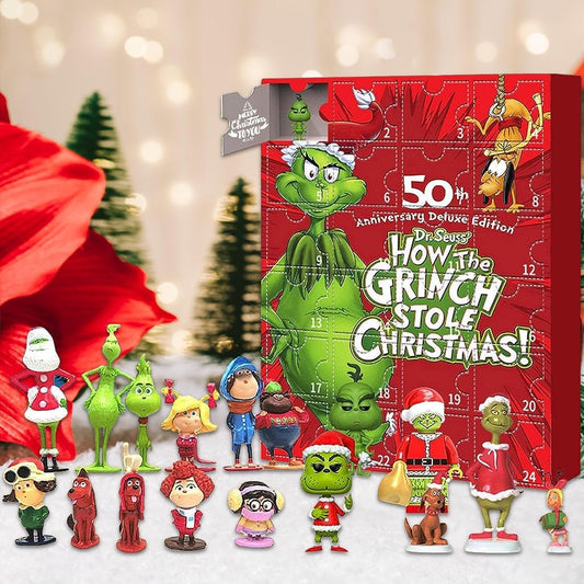 Christmas Grinchs Advent Calendar 2023, Christmas Countdown Calendar, 24 Days of Christmas Advent Calendar, 24PC Cute Cartoon Elf Figures Doll Xmas Vacation Stocking Stuffer Gifts Idea (A)