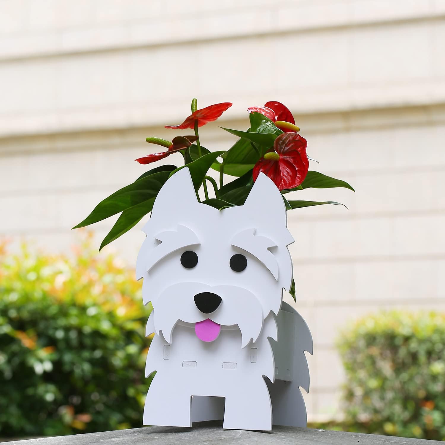 Small Westie Gifts Dog Planter,PVC Animal Plant Pots Outdoor Indoor Garden Planters for Succulent,Cute Rectangular Plant Flower Pots Decor