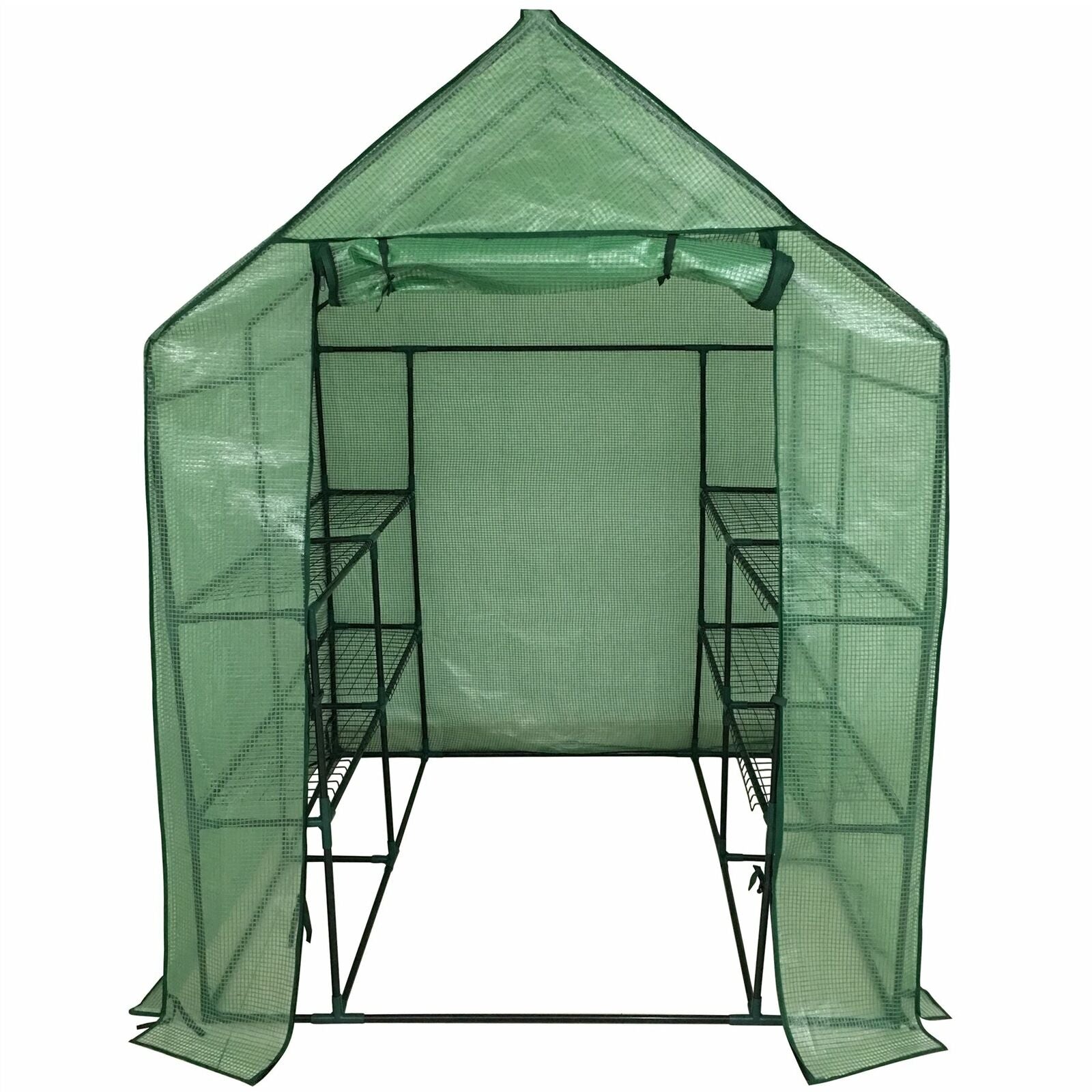 Walk in Garden Greenhouse Outdoor Plant Grow House Cover & Shelves 143x143x195cm