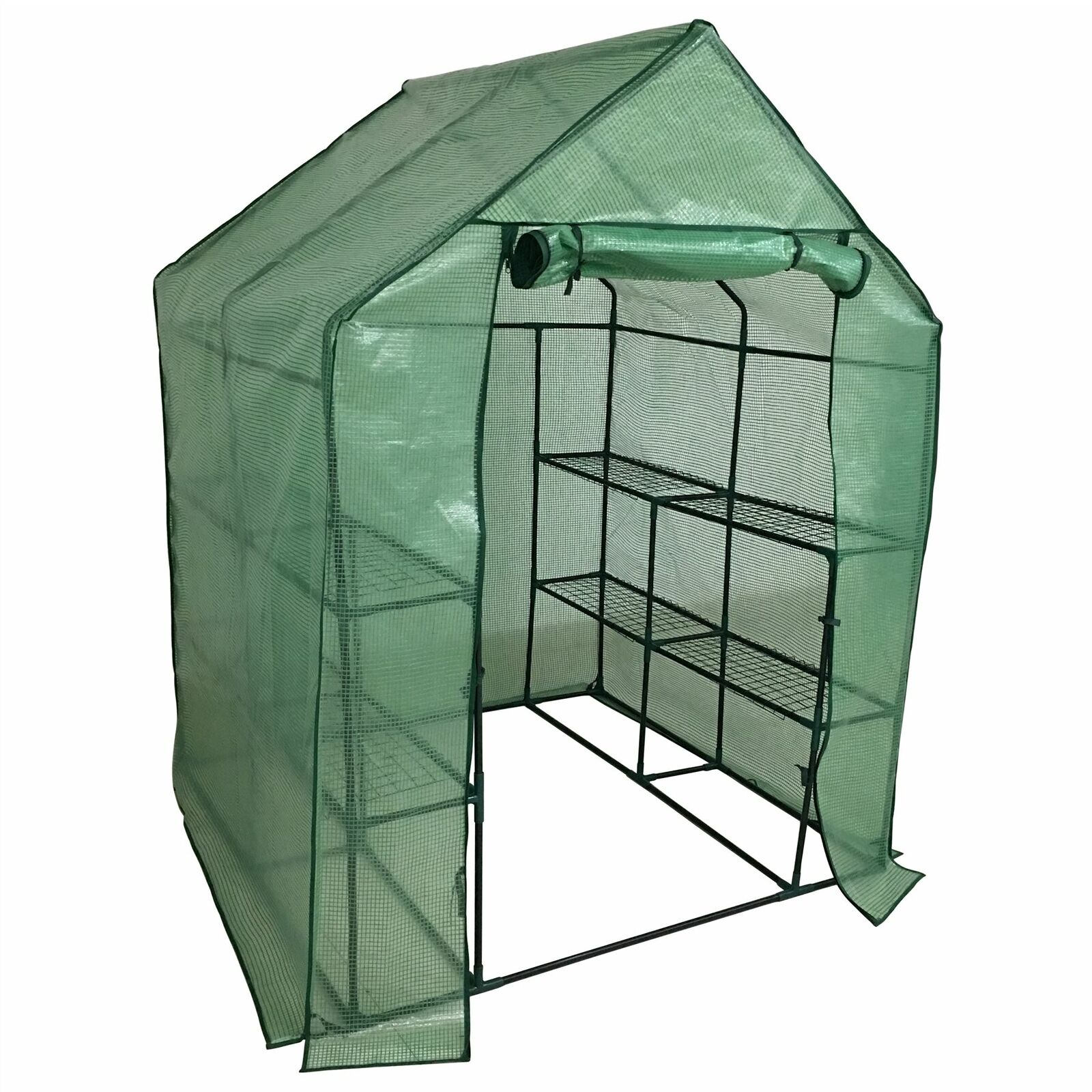 Walk in Garden Greenhouse Outdoor Plant Grow House Cover & Shelves 143x143x195cm