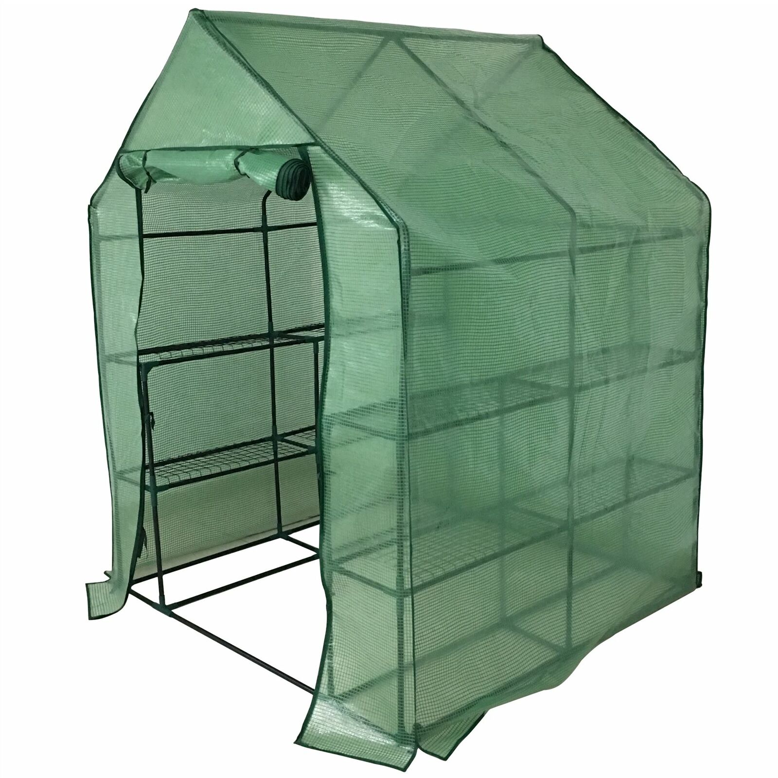 Walk in Garden Greenhouse Outdoor Plant Grow House Cover & Shelves 143x143x195cm