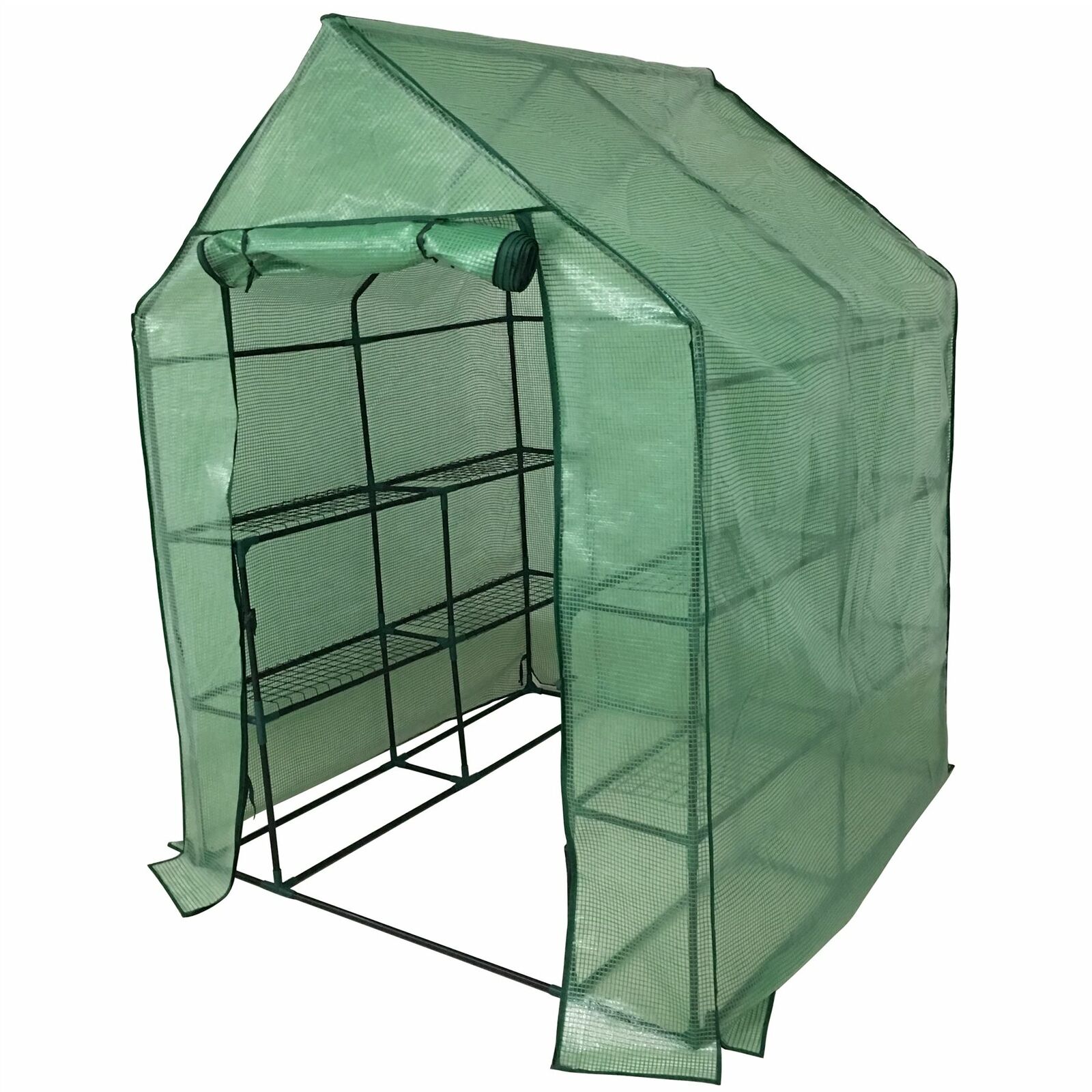 Walk in Garden Greenhouse Outdoor Plant Grow House Cover & Shelves 143x143x195cm