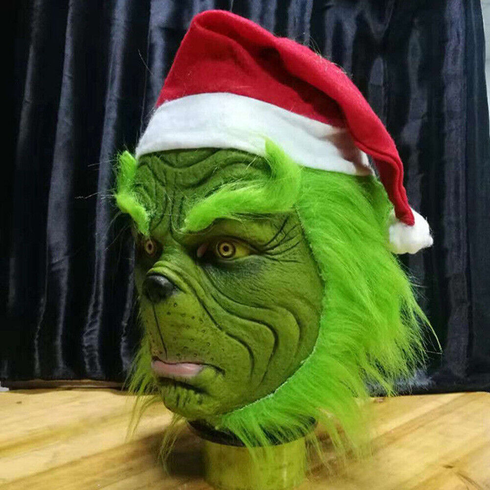 The Grinch Mask Xmas Party Cosplay Christmas Santa Fancy Dress Outfits Adults Size