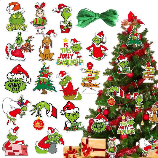 32X Merry Christmas Grinch Ornaments Xmas Tree Hanging Decoration Figure Pendant