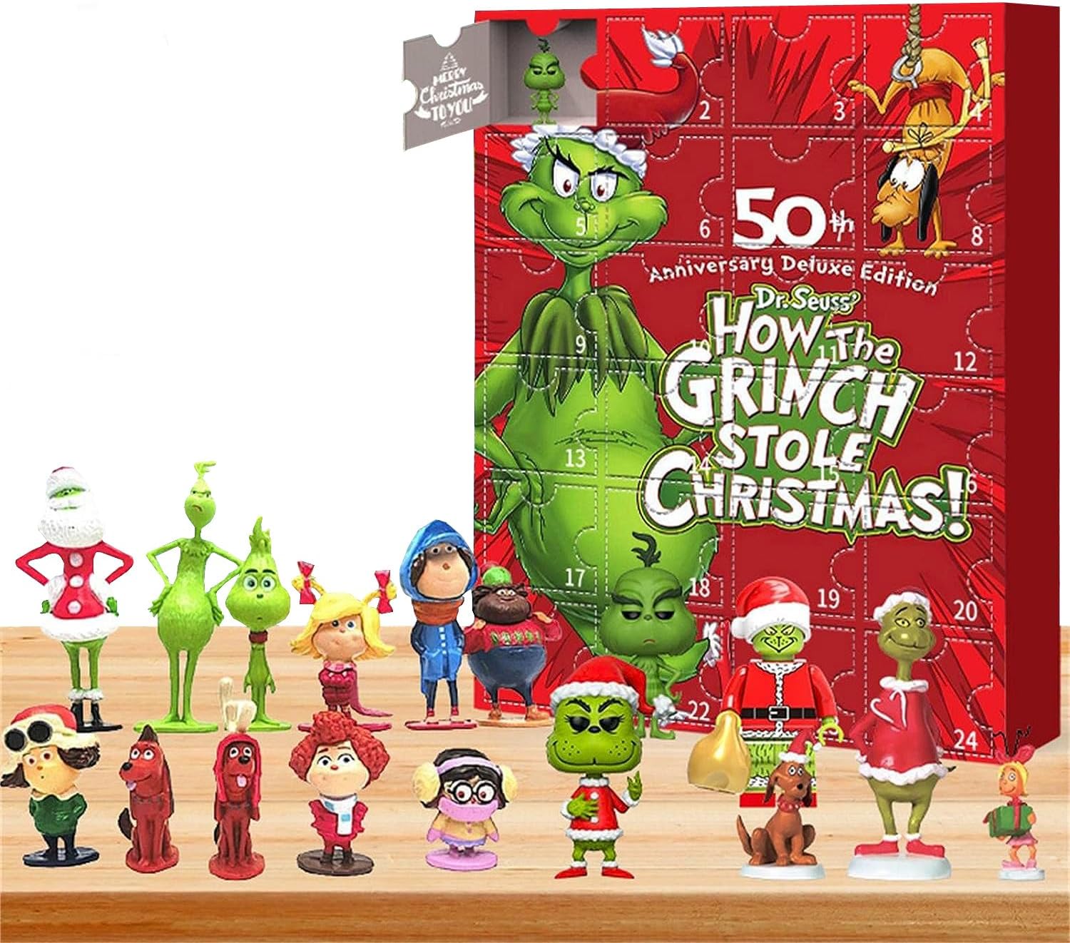 Christmas Grinchs Advent Calendar 2023, Christmas Countdown Calendar, 24 Days of Christmas Advent Calendar, 24PC Cute Cartoon Elf Figures Doll Xmas Vacation Stocking Stuffer Gifts Idea (A)