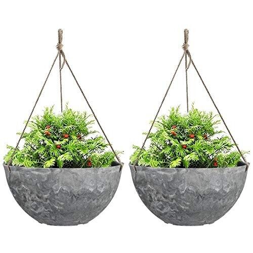 2 large Hanging Planter Indoor Outdoor Flower Plant Pot Hanging Basket & Rope