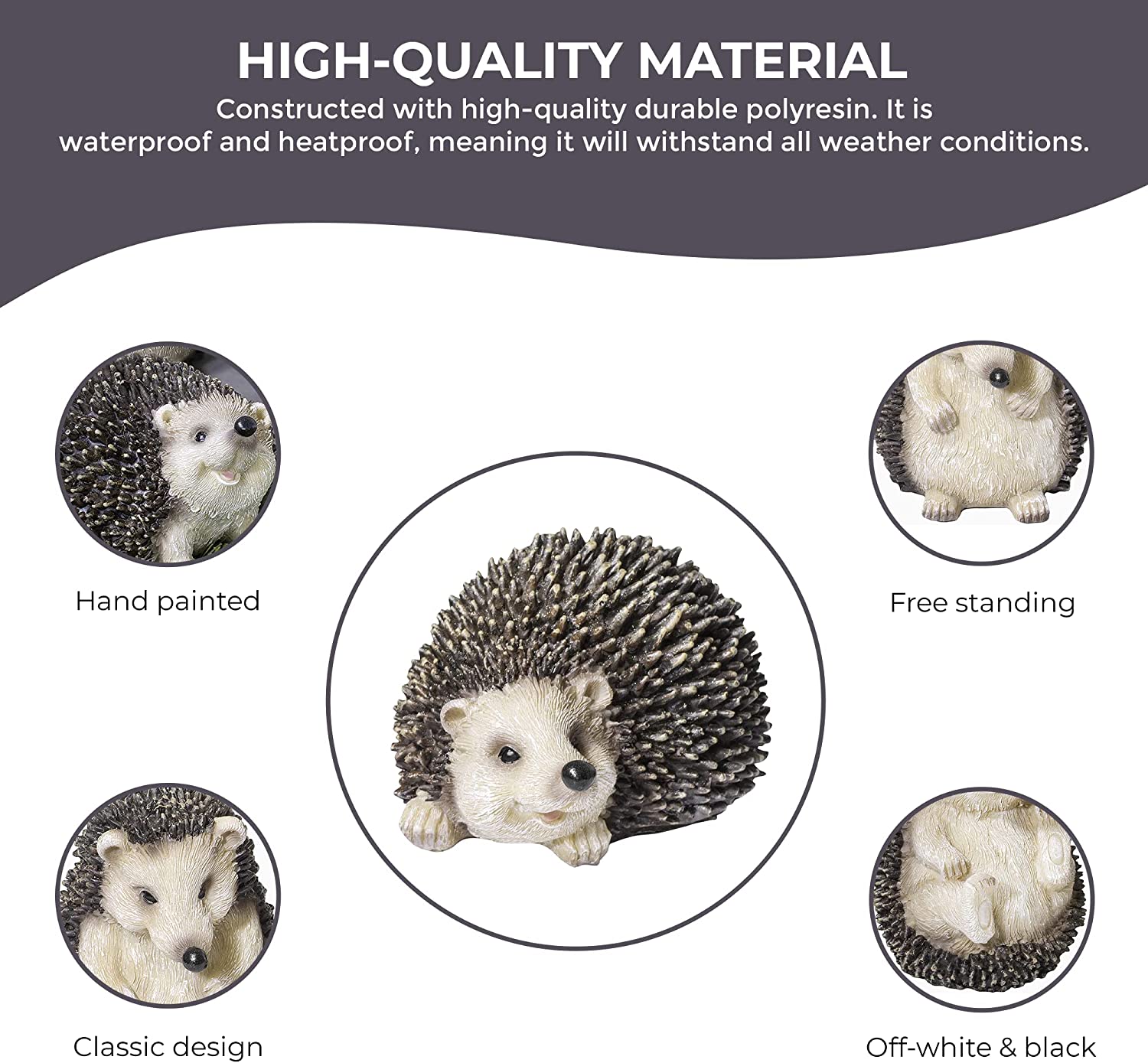 Set of 4 Hedgehog - Garden Animal Outdoor Ornaments Decor Statue - Made form PolyResin