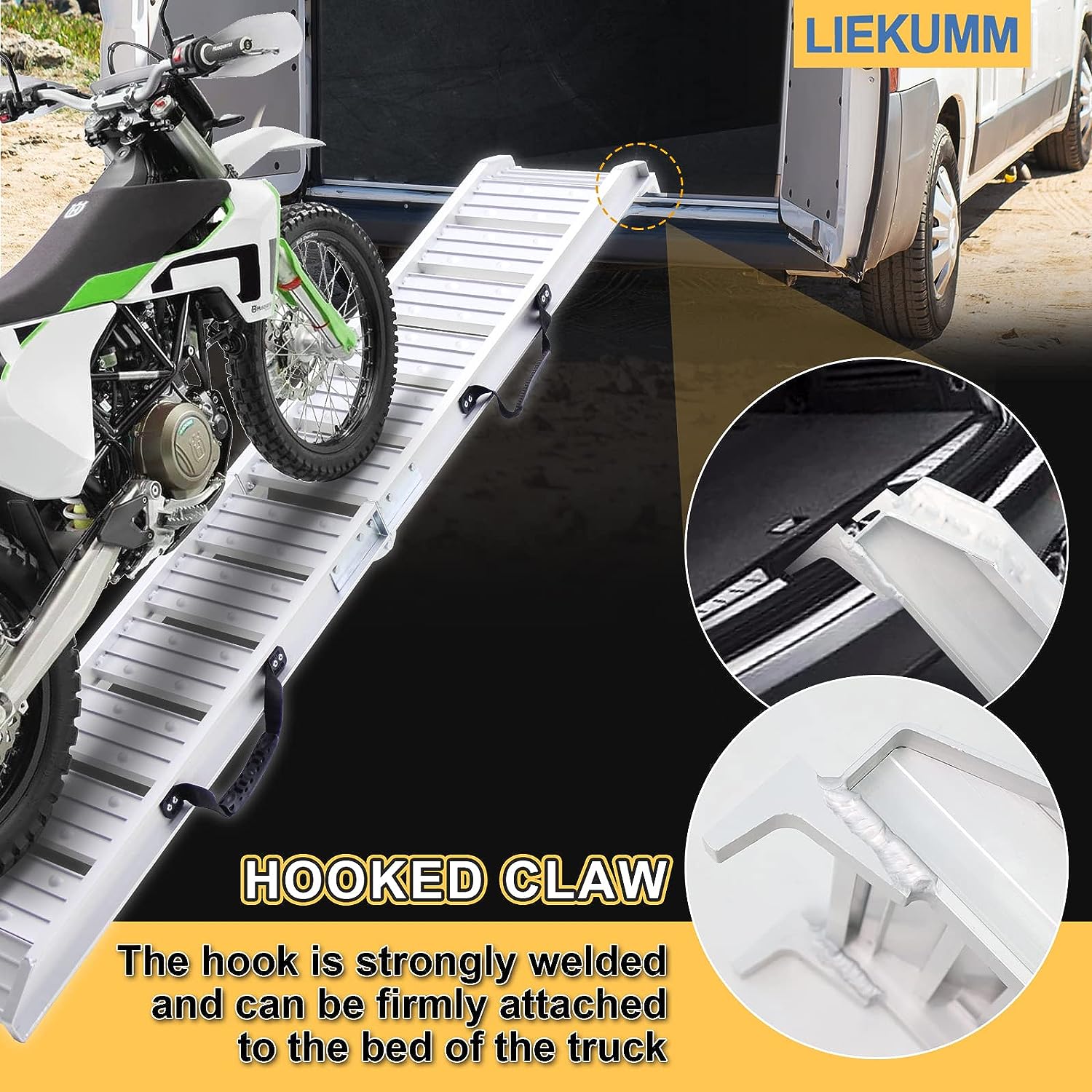 180cm Aluminum Loading Ramp, 250kg Capacity, Motorcycle Ramps for ATV Truck Scooter Quad Lawn Mower and Fordirt Bike, Foldable,1 piece, Silver