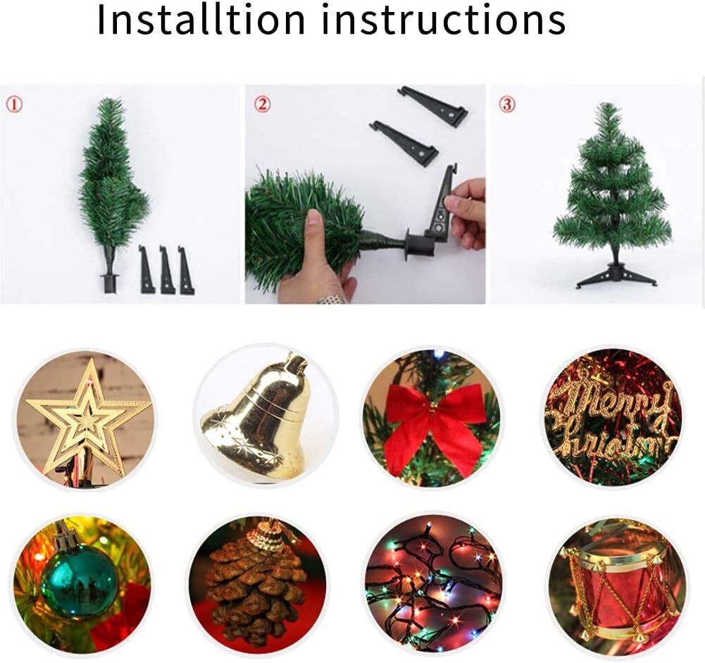 Desktop Mini Small Xmas Christmas Tree with LED Light Home Party Decor DIY 50cm