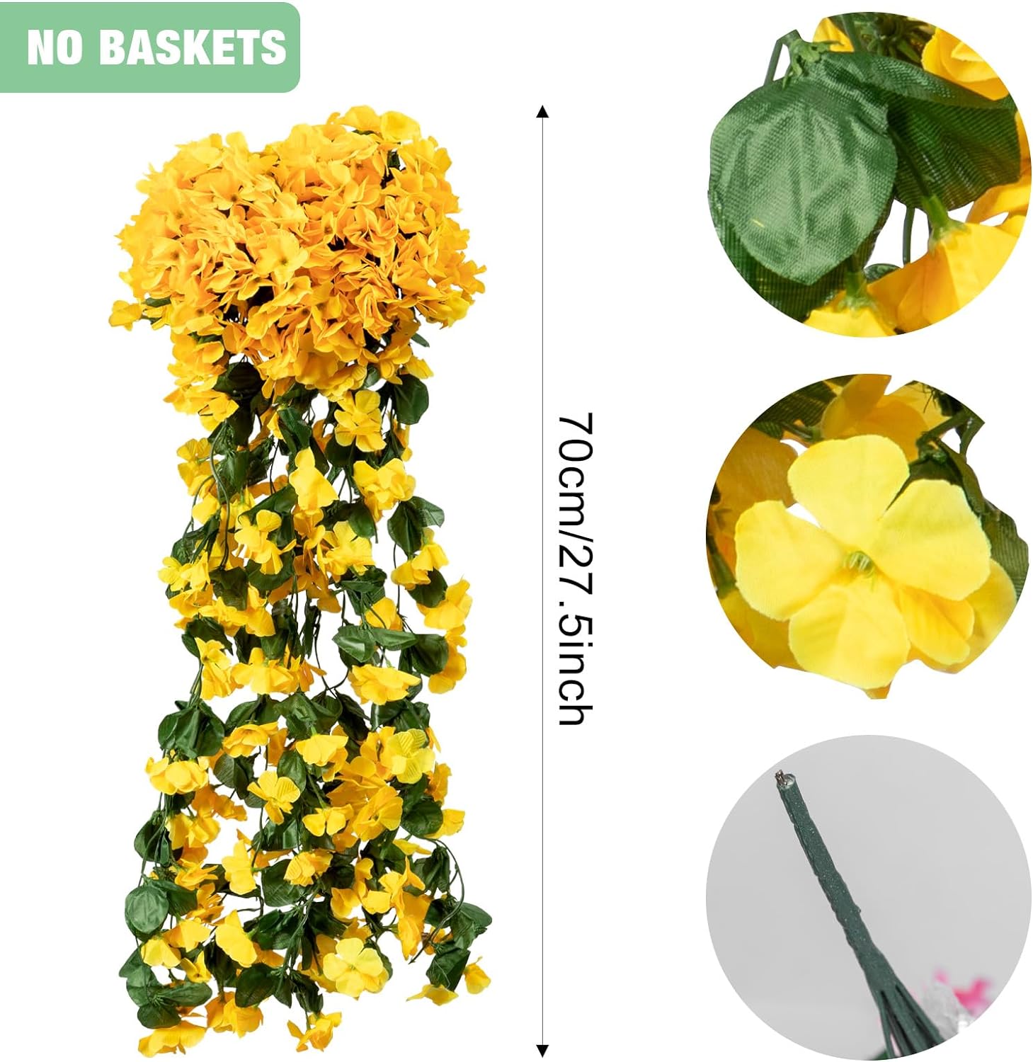 Artificial Wisteria Basket Vine Yellow Artificial Hanging Flowers Fake /Artificial Flowers for Garden Wall Fence Wedding Balcony Outdoor Inside Home Door Decoration (Copy)