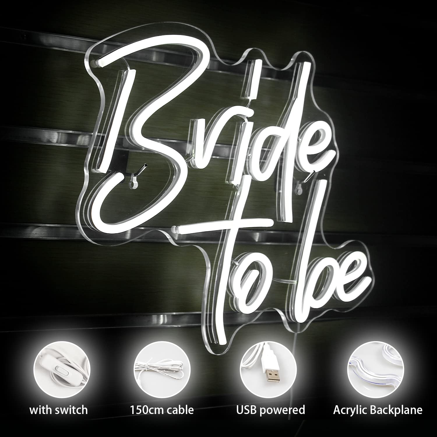 Bride to be Neon Signs White LED Word Neon Lights