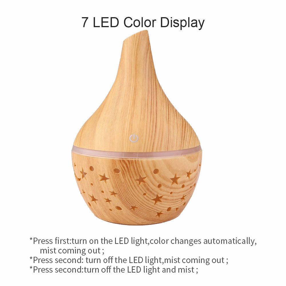 300ml Led Aroma Diffuser - Wooden Star Design